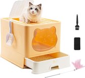 Bol.com Volledig gesloten kattentoilet met deksel ladetype deodoriserende Cat Litter Box grote opvouwbare kattenbak met kunststo... aanbieding