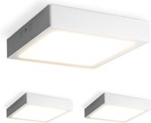 Set van 3 Carolina opbouwspots vierkant - 12 Watt 1160 Lumen - Wit - 2700K warm wit - LED downlight - IP20 stofdicht - 160mm