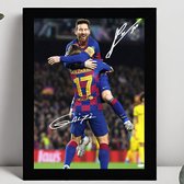 Lionel Messi Ingelijste Handtekening – 15 x 10cm In Klassiek Zwart Frame – Gedrukte handtekening – Paris Saint Germain - PSG - Voetbal - Football - FC Barcelona - Antoine Griezmann