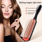 Kam Styling Kam - Haarborstel- Haarborstel antiklit - Preventie van haaruitval - Krullend haar - Medium - Rood