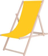 Chaise de plage Springos - Ajustable - Bois de hêtre - Fait main - Jaune