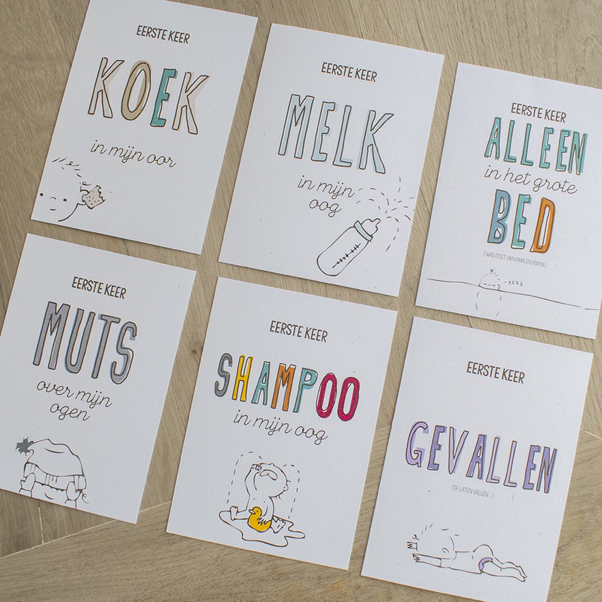 Goedkoopste Eigen & Eerlijk Melkpalen kaarten - Mijlpaal kaarten - baby - kraamcadeau - kaartenset