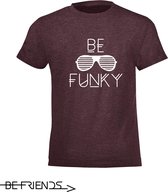 Be Friends T-Shirt - Be Funky - Kinderen - Bordeaux - Maat 10 jaar