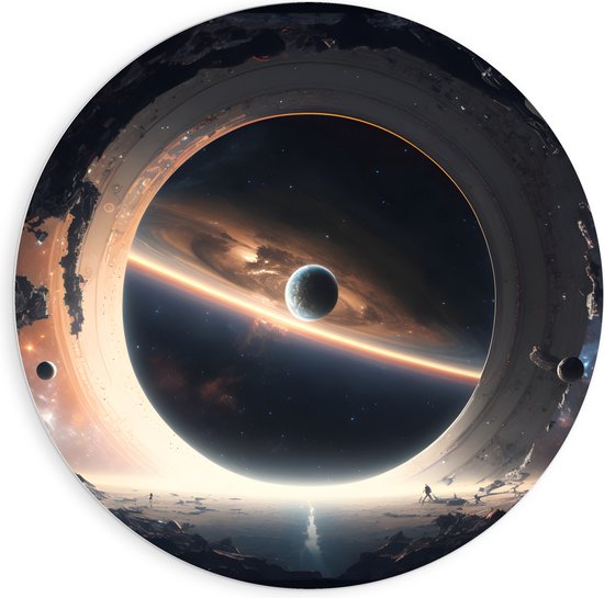 PVC Schuimplaat Muurcirkel - Planeet - Ruimte - Maan - Aarde - 90x90 cm Foto op Muurcirkel (met ophangsysteem)