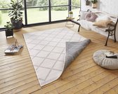 Flycarpets Omkeerbaar Buitenkleed / Vloerkleed - Corsica - Grijs / Creme - Laagpolig Tuintapijt / Buitentapijt / Tuinkleed - 200x290 cm