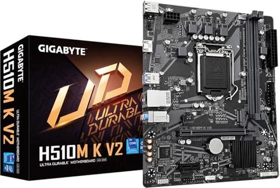 Gigabyte H510M K V2 (rev. 1.0), Intel, LGA 1200 (Socket H5), Intel® Core™ i3, Intel® Core™ i5, Intel® Core™ i7, Intel® Core™ i9, LGA 1200 (Socket H5), DDR4-SDRAM, 64 GB - GIGABYTE