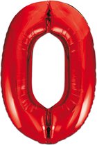 LUQ - Cijfer Ballonnen - Cijfer Ballon 0 Jaar rood XL Groot - Helium Verjaardag Versiering Feestversiering Folieballon