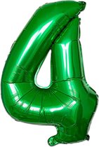 LUQ - Cijfer Ballonnen - Cijfer Ballon 4 Jaar Groen XL Groot - Helium Verjaardag Versiering Feestversiering Folieballon