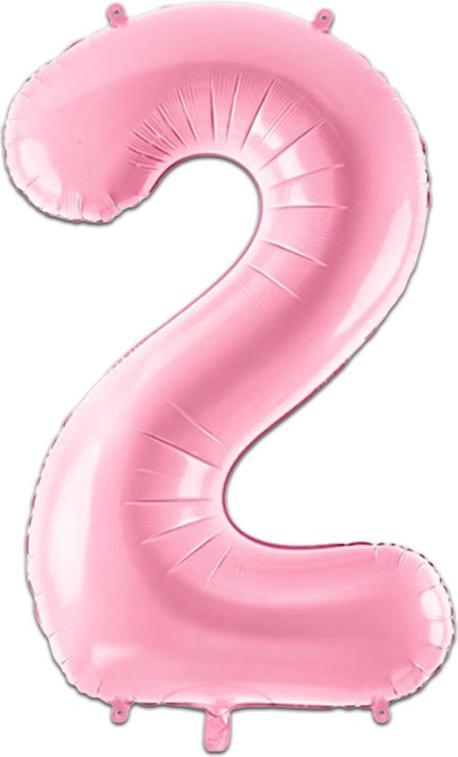 LUQ - Cijfer Ballonnen - Cijfer Ballon 2 Jaar Roze XL Groot - Helium Verjaardag Versiering Feestversiering Folieballon