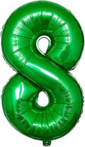 LUQ - Cijfer Ballonnen - Cijfer Ballon 8 Jaar Groen XL Groot - Helium Verjaardag Versiering Feestversiering Folieballon