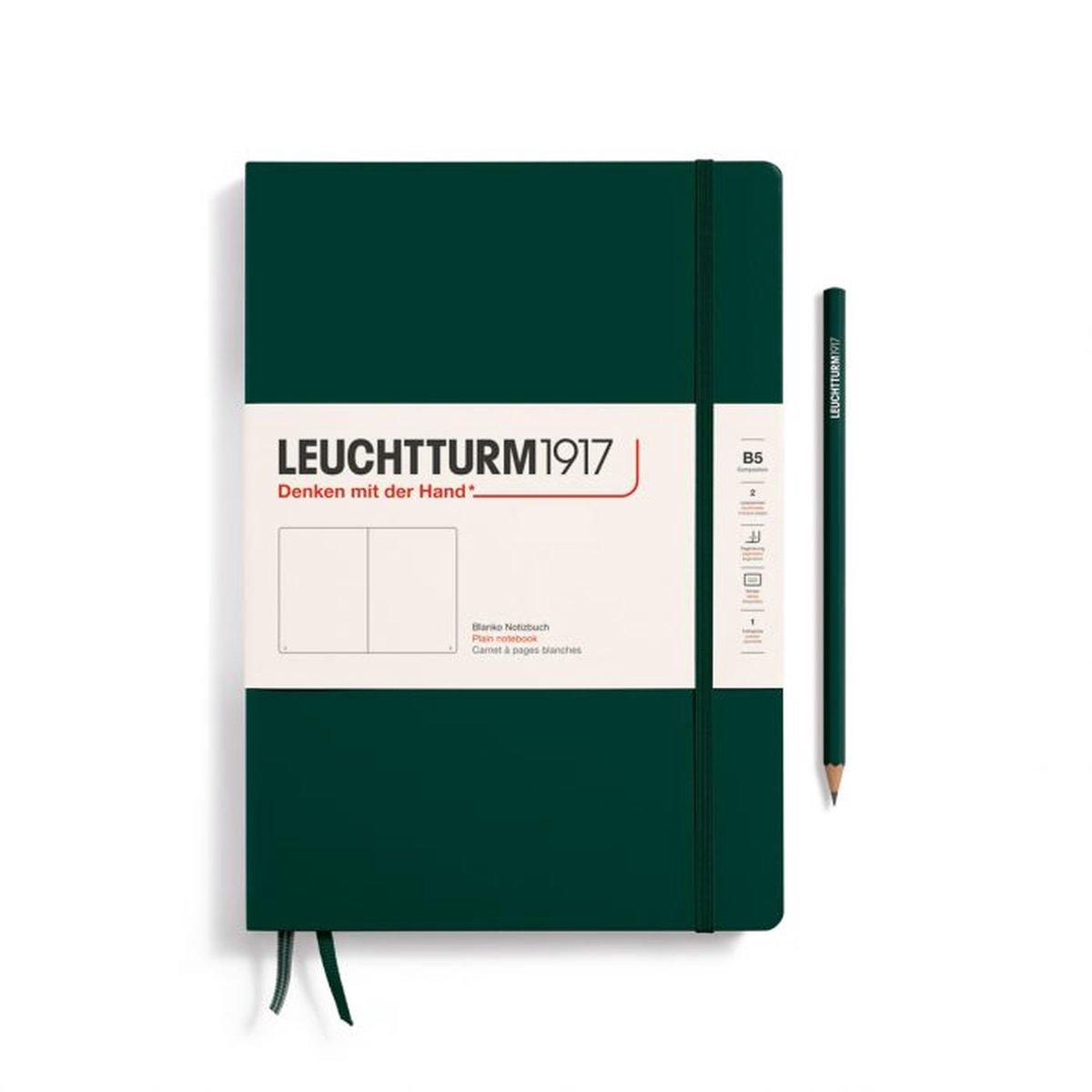 Leuchtturm notitieboek forest green blanco composition hardcover b5 178x254mm