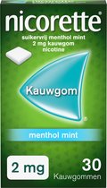 Nicorette Suikervrije Kauwgom Menthol Mint - 2 mg - 1 x 30 stuks - nicotinevervanger - stoppen met roken