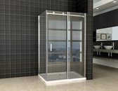 Cabine de douche Vegas Rectangle porte coulissante 100x120x200cm verre transparent anti-calcaire profilé chromé 8mm verre de sécurité facile à nettoyer