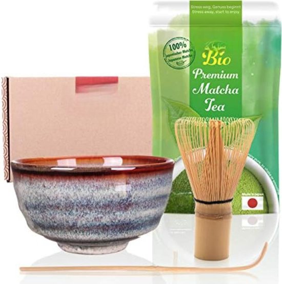 Set Matcha In Regalo - 8 Pezzi Con Frustino, Ciotola E Accessori Per La Cerimonia Del Tè