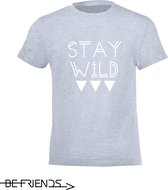 Be Friends T-Shirt - Stay wild - Kinderen - Licht blauw - Maat 4 jaar