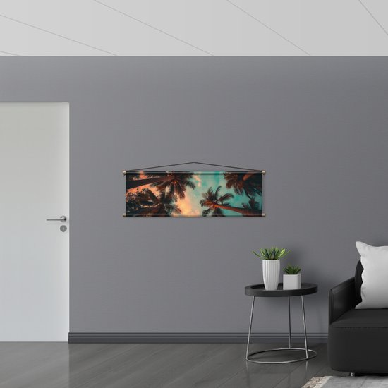 Textielposter - Palmbomen - Tropisch - Onderaanzicht - 120x40 cm Foto op Textiel