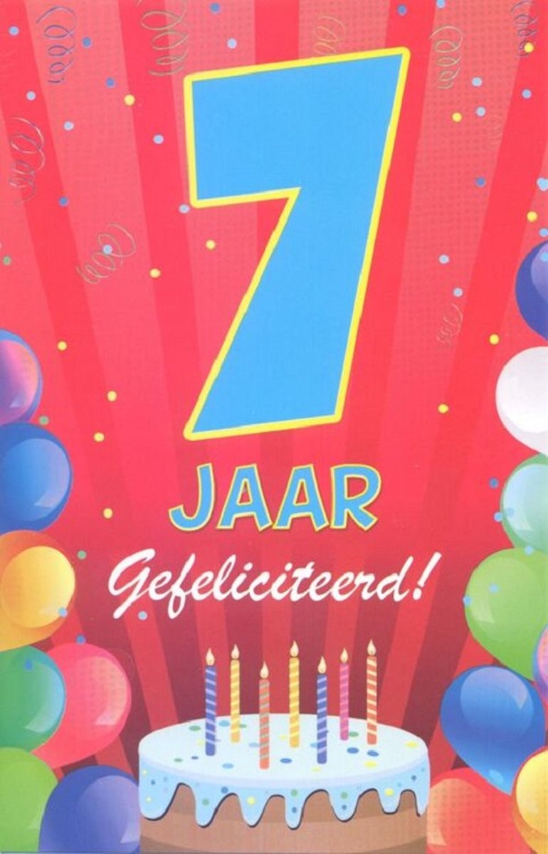 Wenskaart 7 Jaar Gefeliciteerd - Gratis verzonden