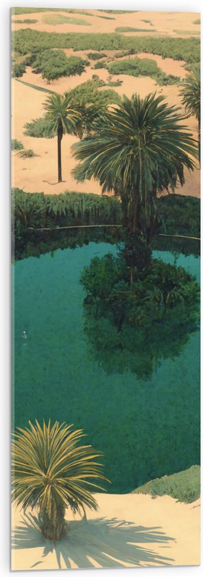 Acrylglas - Schilderij - Kunst - Verven - Water - landschap - Palmbomen - Zand - 30x90 cm Foto op Acrylglas (Wanddecoratie op Acrylaat)