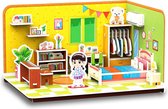 Ainy - 3D puzzel poppenhuis kinderkamer met meubels: Miniatuur bouwpakket / speelgoed huisjes knutselpakket / educatief knutselen meisjes - hobby puzzels en creatief modelbouw voor kinderen & volwassenen | 53 stukjes - 22x16x13cm