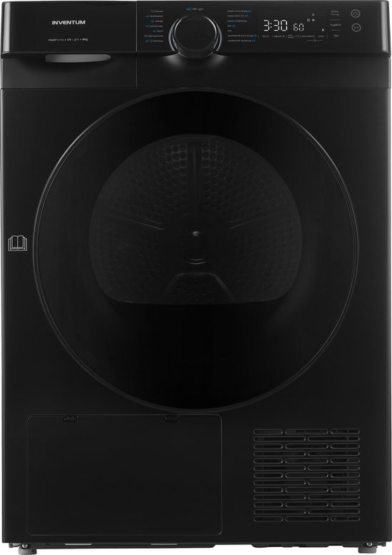 Inventum VDW8030B - Warmtepompdroger - 8kg - 14 programma's - UV-licht - Energieklasse A+++ - 66 dB - Wasdroger - Zwart