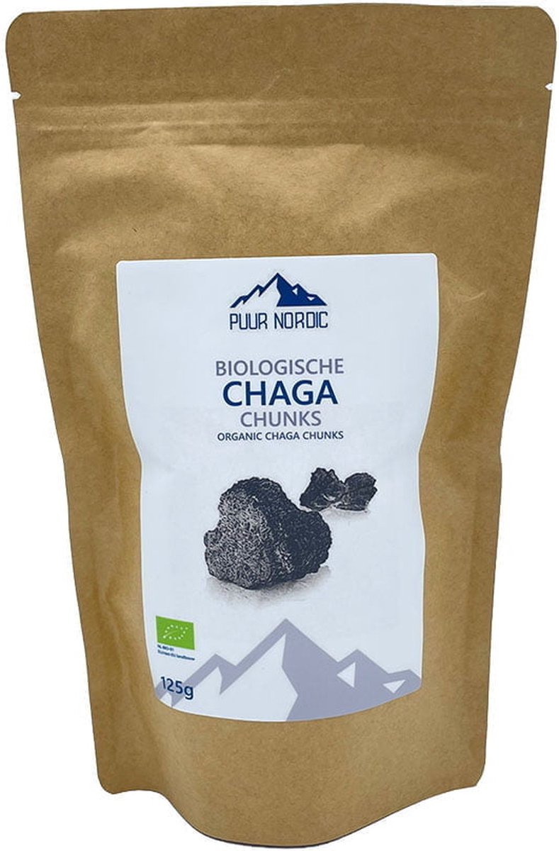 Goedkoopste Biologische Chaga Chunks 125g - Puur Nordic