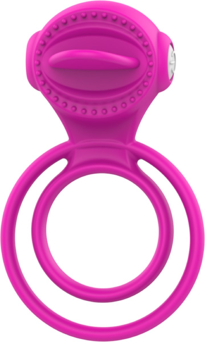 Goedkoopste Vibrerende dubbele cockring met tong - Roze