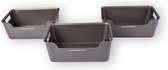 Grijze Plastic Opbergboxen - Set van 3 - Handgreep - 17.5x27x11cm - Huishouden, Kast Organizer