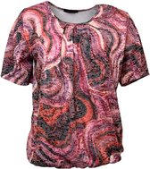 Pink Lady dames blouse - shirt dames - korte mouwen - N105 - roze print - maat L