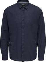 Only & Sons Overhemd Onscaiden Ls Solid Linen Shirt Noos 22012321 Night Sky Mannen Maat - S