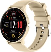Kiraal Fit 10 - Smartwatch dames - Smartwatch Heren - Belfunctie - Stappenteller - Full Screen - Fitness Tracker - Activity Tracker - Smartwatch Android & IOS - Crème