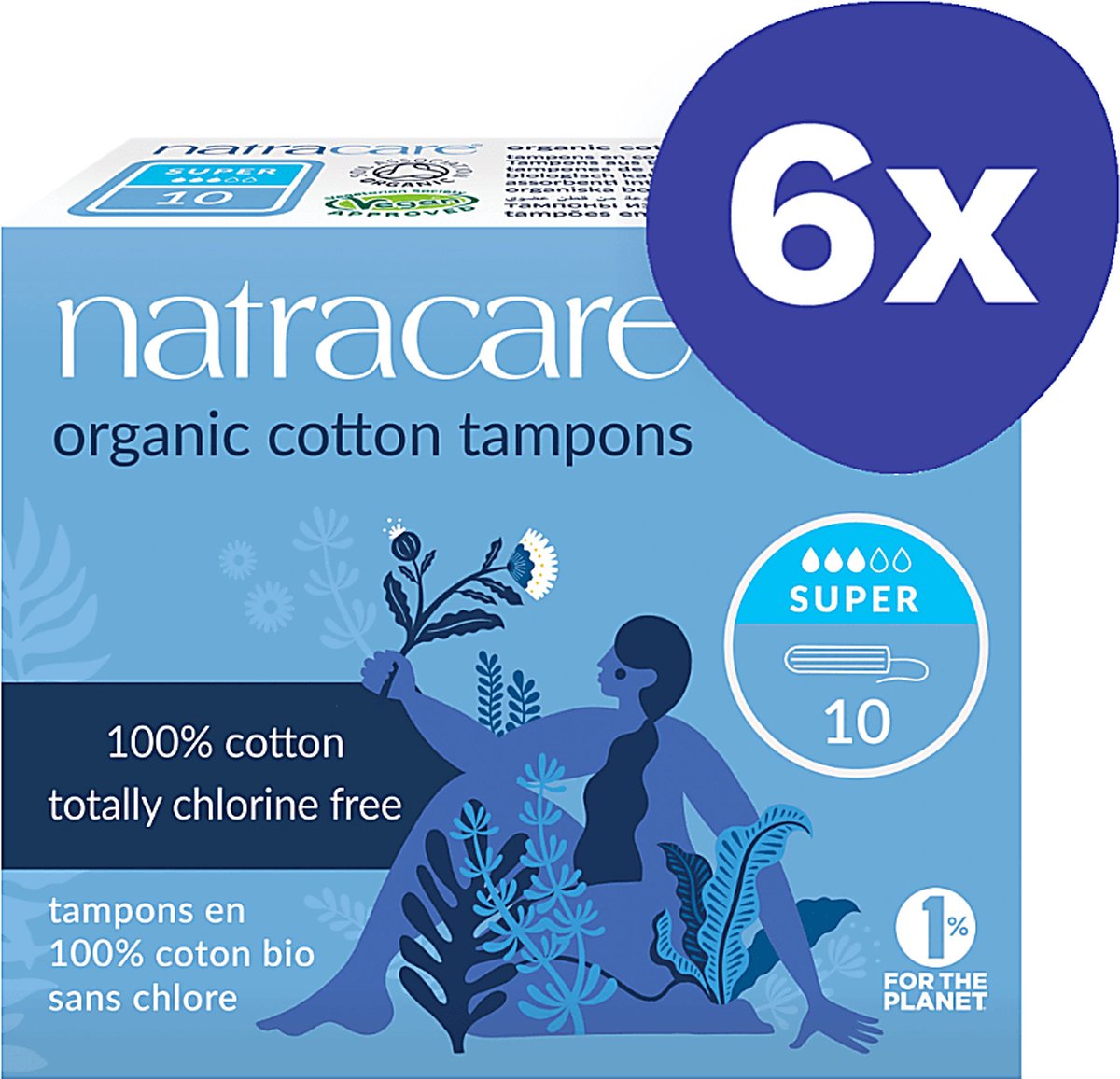 Goedkoopste Natracare Tampons van Biologisch Katoen - Super (6x 10stuks