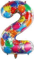 LUQ - Cijfer Ballonnen - Cijfer Ballon 2 Jaar Balloon XL Groot - Helium Verjaardag Versiering Feestversiering Folieballon