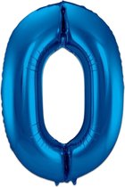 LUQ - Cijfer Ballonnen - Cijfer Ballon 0 Jaar Blauw XL Groot - Helium Verjaardag Versiering Feestversiering Folieballon