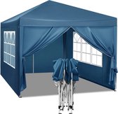 Tncy® 3X3M Tuin Tent, Opvouwbare Luifel, Waterdicht Uv Zon Bescherming, Met Draagtas, Camping Pavillon Tuinhuisje Zonnescherm onderdak, Blauw