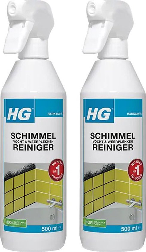 HG Schimmelreiniger Vocht en weerplekkenreiniger - 2 stuks + Gratis huishoudspons