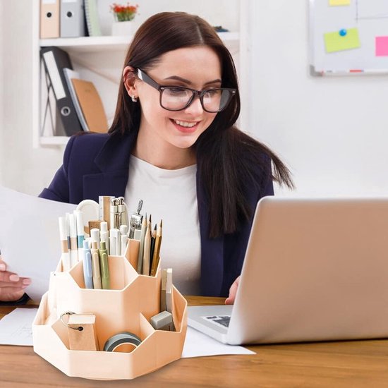 Bureau Potlood Pen Houder, 3 Slots 360-graden draaiende potlood pen bureau organisatoren, desktop opslag pen organisatoren briefpapier benodigdheden, leuke potlood beker pot voor kantoor, school