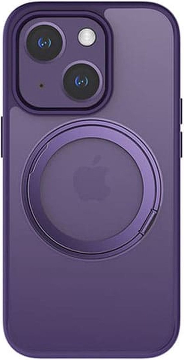 Casify geschikt voor iPhone 14 MagSafe Hoesje met 360° verstelbaar Kickstand Standaard - Mat Donkerpaars