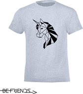 Be Friends T-Shirt - Unicorn - Kinderen - Licht blauw - Maat 6 jaar
