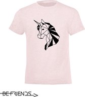 Be Friends T-Shirt - Unicorn - Kinderen - Roos - Maat 4 jaar