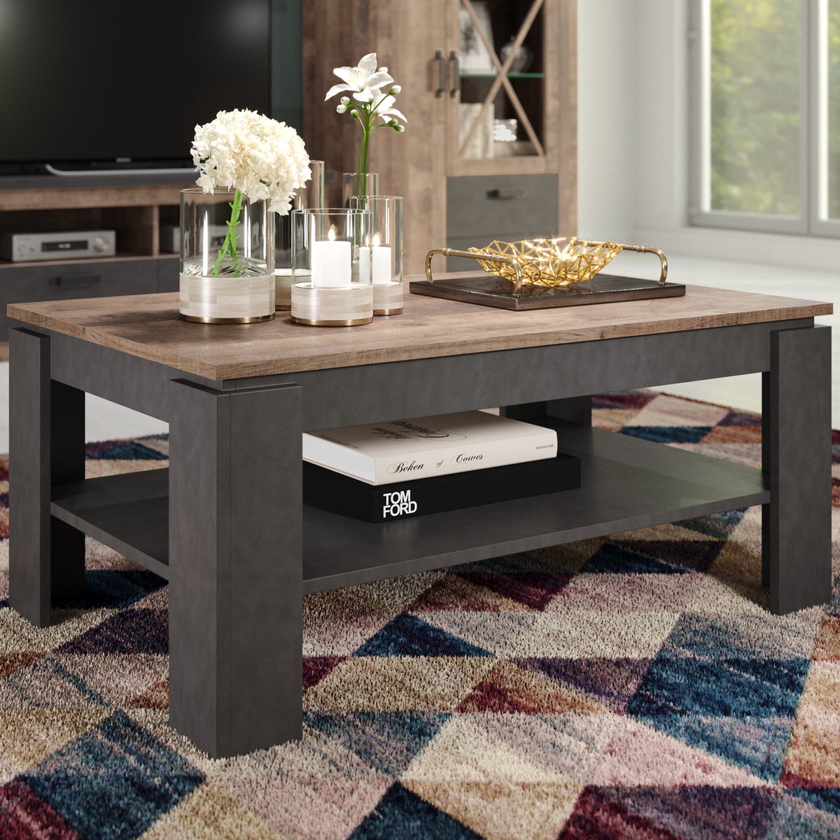 trendteam smart living woonkamer salontafel woonkamertafel universeel, 110 x 47 x 65 cm tabak eiken - Matera