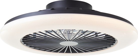Brilliant Salerno - Plafondventilator - Met verlichting - LED 40W - 3000K-6500K - Dimbaar - Zwart- Zeer stil