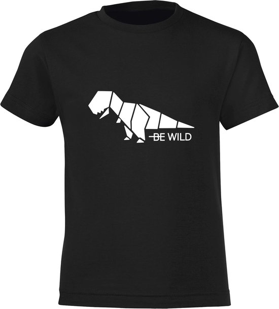Be Friends T-Shirt - Be wild dino - Kinderen - Zwart - Maat 2 jaar