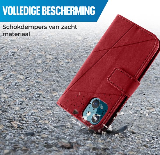 Étui adapté pour Samsung Galaxy A25 - Bookcase - Porte carte - Portefeuille - Motif - Simili cuir - Rouge