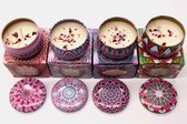 Kaars - Cadeau - Geschenkset van 8 Geurkaarsen - Ornamental kaars - 100% Soja in ijzeren glazen - Rookloos - 8 verschillende geuren - 8 Verschillende Kleuren - Aromatherapie Kaars - Decoratie - Sham's Art