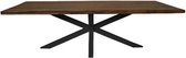 Rechthoekige tafel tuin - 180x90x76 - Naturel/zwart - Teak/metaal