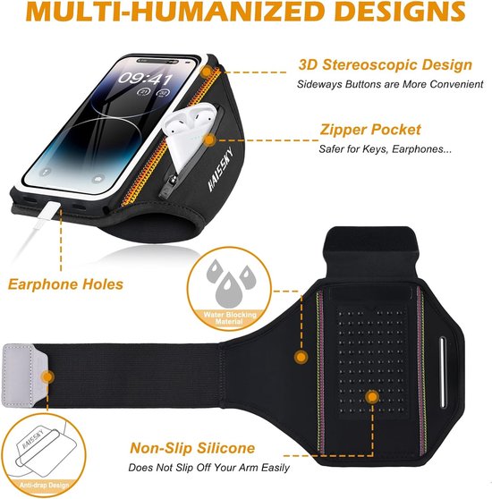 ANGGO Running Armband, 3-in-1 Running Telefoonhouder Sport Armband Fiets Telefoon Houder 360° Draaibaar & Afneembare Running Telefoon Armband voor 4.5-7'' iPhone Samsung voor Gym Running Wandelen