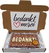 Bedankt Chocolade Brievenbuspost - Chocolade per post - Bedankt cadeau met Gratis wenskaart - Thank you