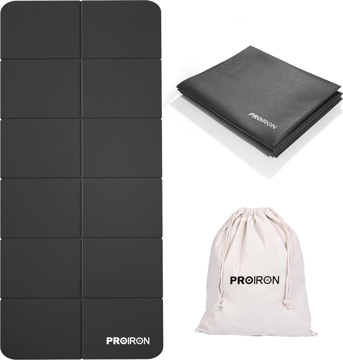 Opvouwbare yogamat, reis-yogamat, antislip en licht, 173 cm x 61 cm x 2 mm, gymnastiekmat met tas voor thuis en buiten