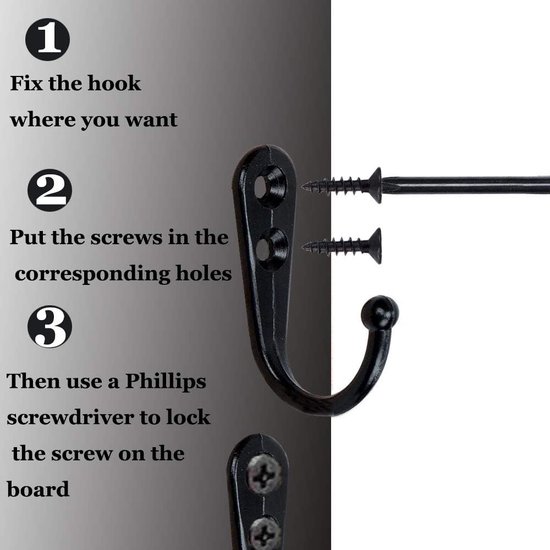 Crochet Simple En Métal, Paquet De 5, Noir, Avec Vis, Derrière Le Crochet Mural Pour Manteau De Porte, Crochet Pour Serviette De Salle De Bain | Leroy Merlin