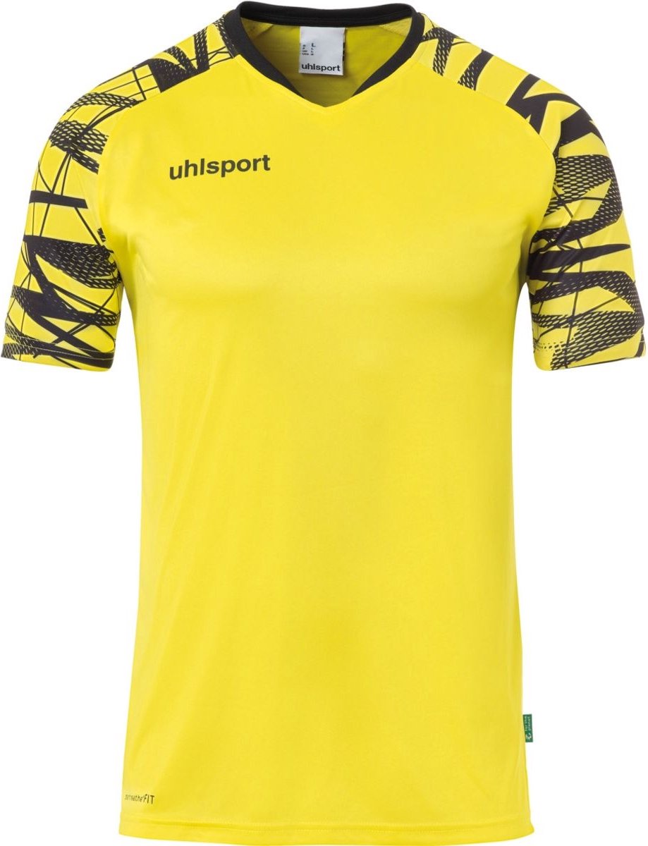 Uhlsport Goal 25 Shirt Korte Mouw Heren - Geel / Zwart | Maat: S